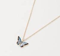 Enamel Blue Butterfly Short Necklace