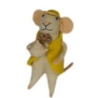 Felt Mouse with a Yellow Jacket and a Teapot - Front & Company: Gift Store