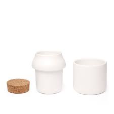 Herb Grinder + Jar Large White