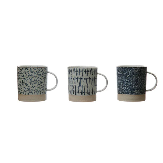 Hand-Stamped Stoneware Mug - 4-1/2-in