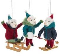Felt Mouse Ornament - Winter Sport Mouse Ornament