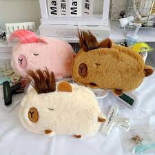 Capybara Plush Cosmetic Bag with Hair Accessories