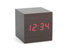 Load image into Gallery viewer, Alarm Clock Wood Cube Dark
