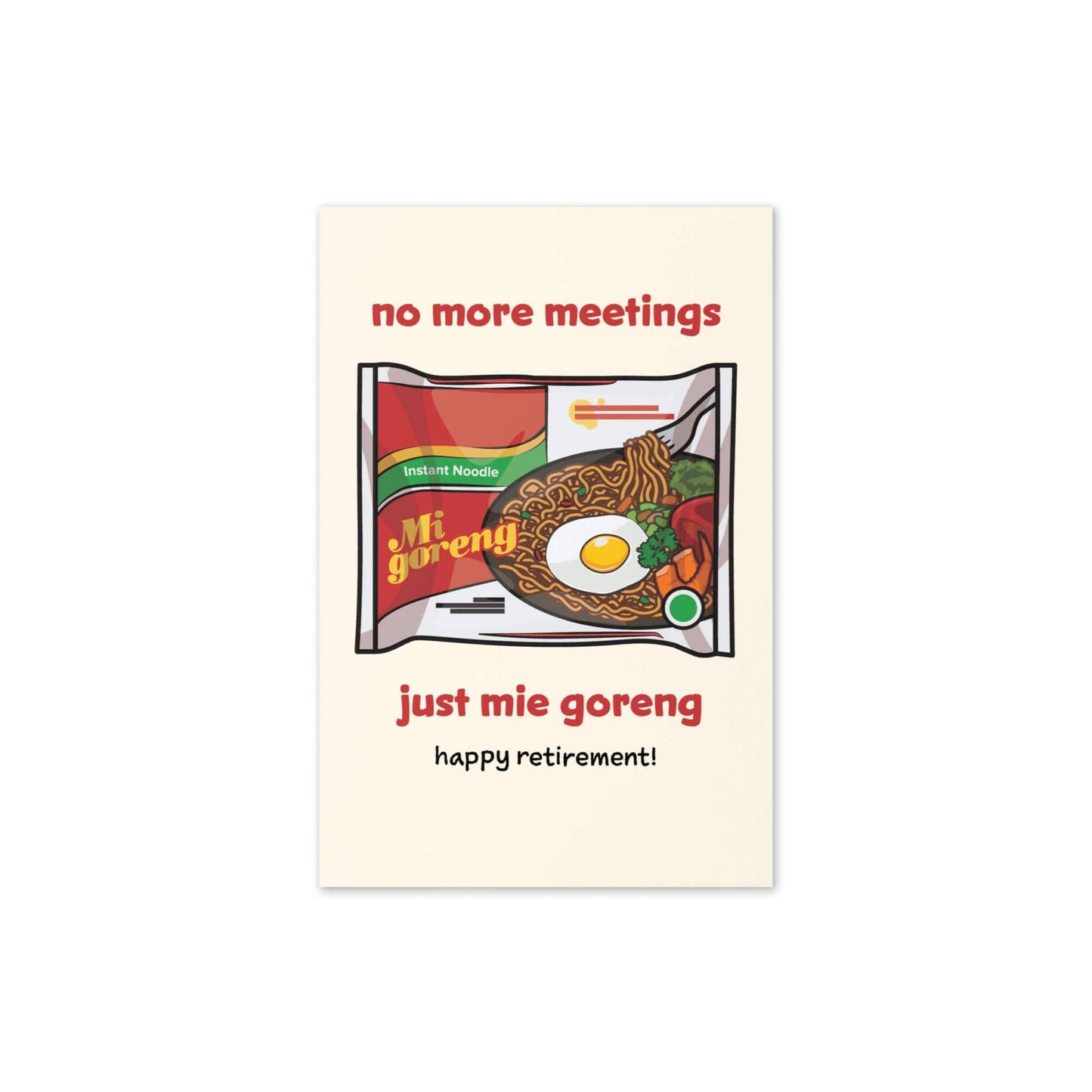 Mie Goreng Funny Retirement Cards | Indonesian Instant Noodle Fun Greeting