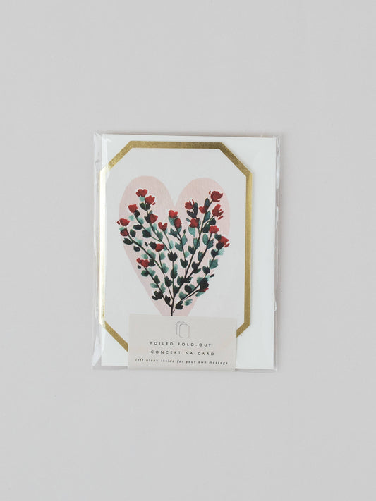 CONCERTINA HEART FLORAL DIE CUT LOVE MINI ANNIVERSARY CARD 