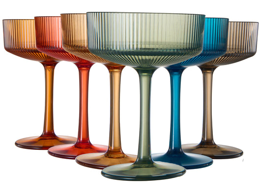 Acrylic Unbreakable Ribbed Coupe Glasses | 7 oz