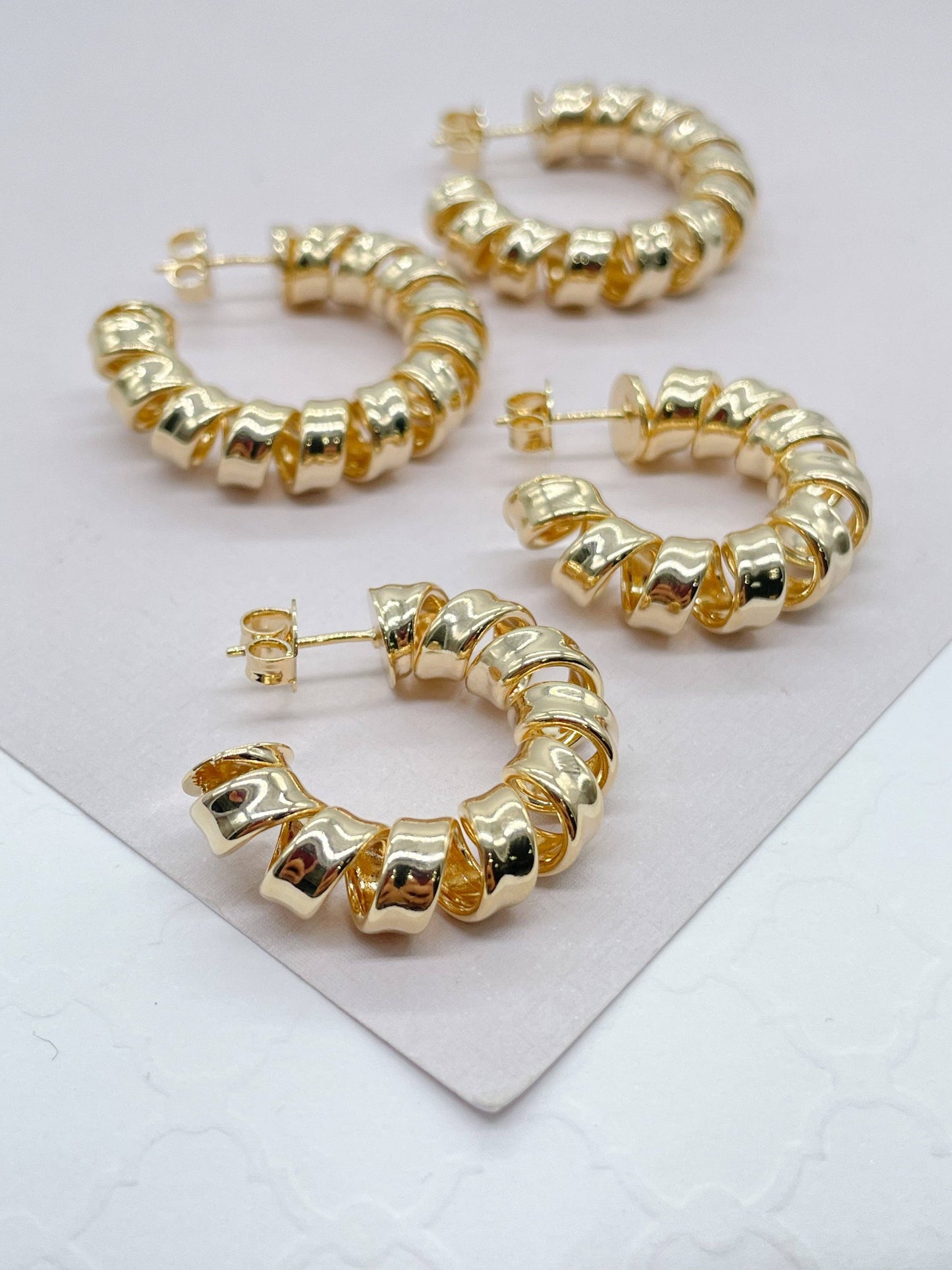 New - 18k Gold Filled smooth Curled Hoops