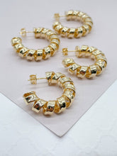 Load image into Gallery viewer, New - 18k Gold Filled smooth Curled Hoops
