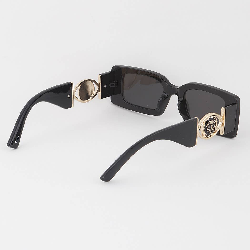 Lion Emblem Bulky Square Sunglasses