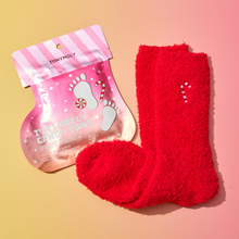 Load image into Gallery viewer, Cozy Candy Cane Mask &amp; Socks Set
