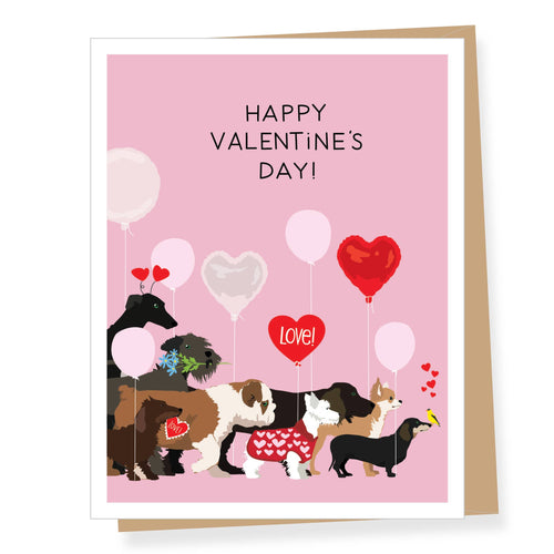 Dogwalk Valentine's Day Card - Front & Company: Gift Store