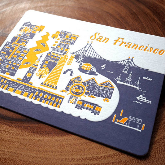 Letterpress travel postcard : san francisco