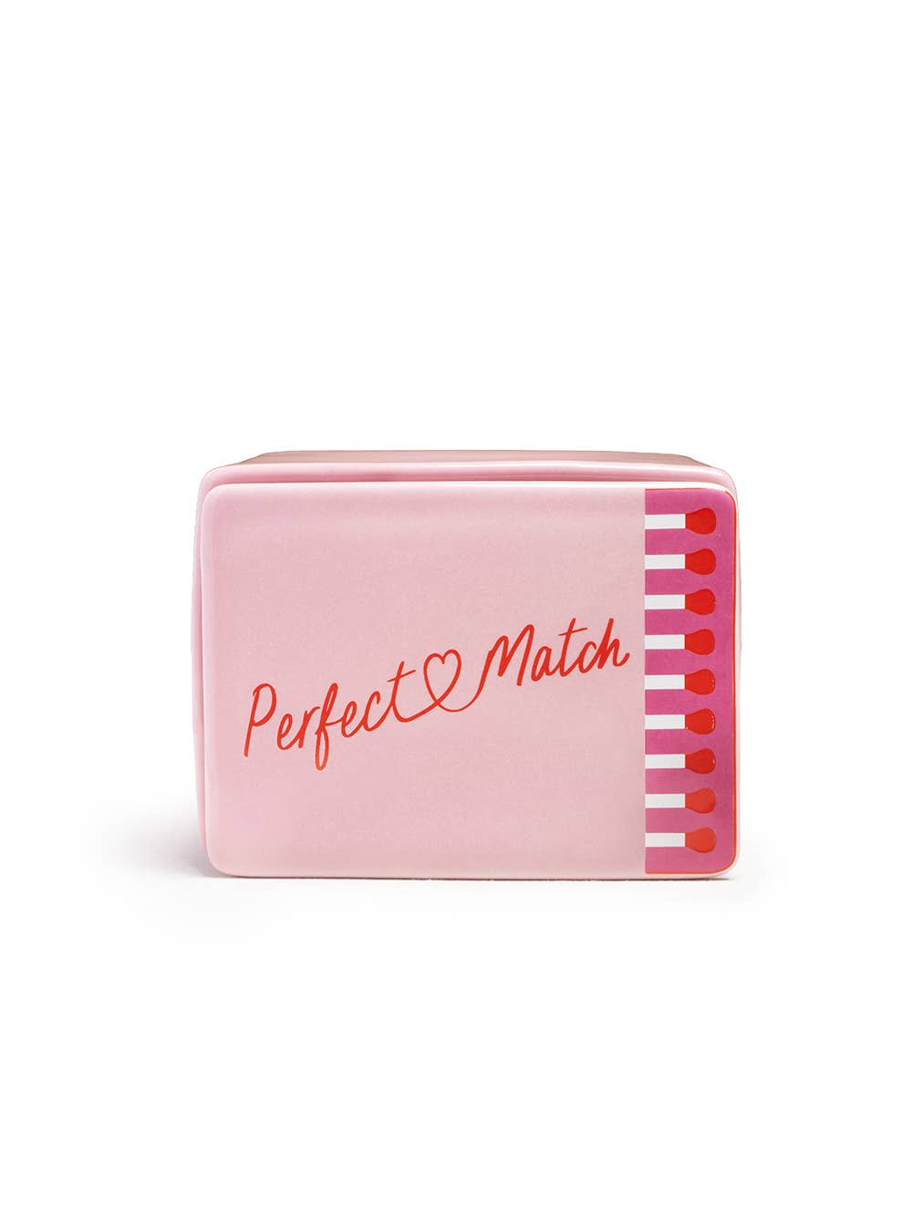Ceramic Stash Box w/ Lid - Matchbox - "Perfect Match" - Pink