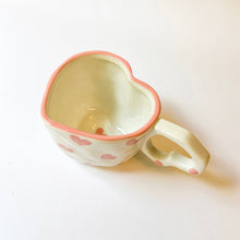 Load image into Gallery viewer, Heart shaped handmade ceramic mug, Cute Valentine Day gift
