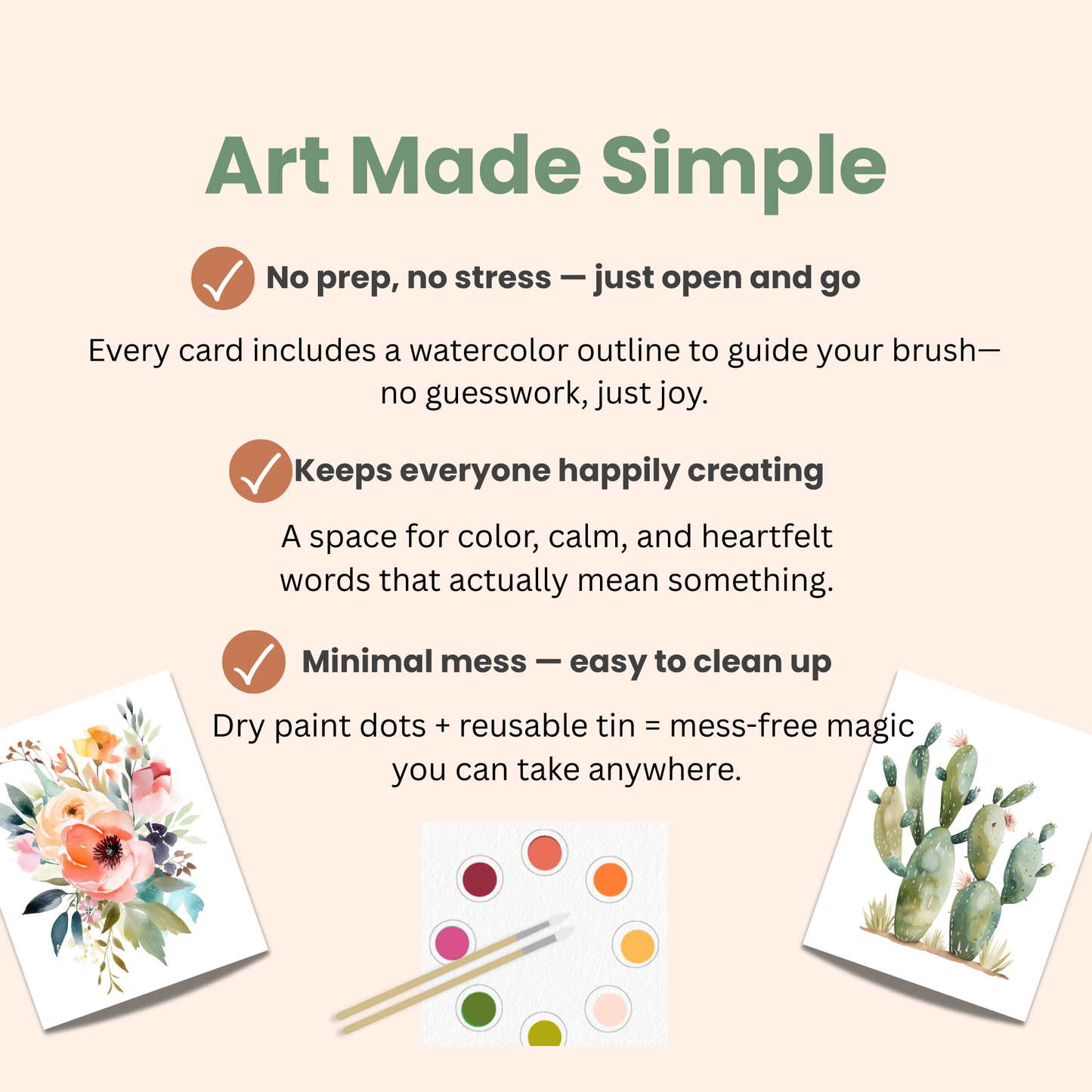 All in One Watercolor Paint Set / Postcard Kit: Botanicals