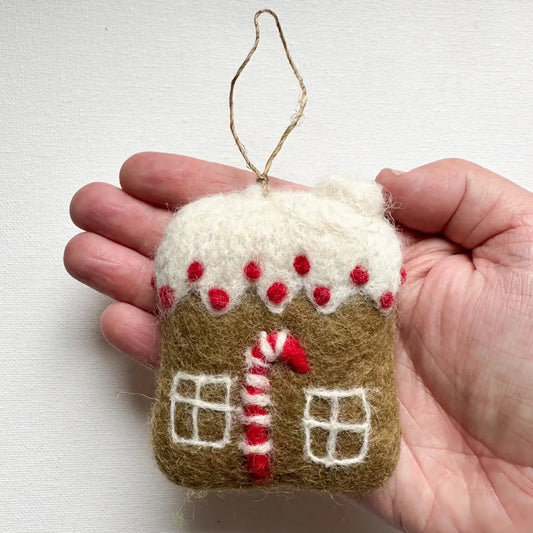 One Felt Gingerbread House Strung Ornament