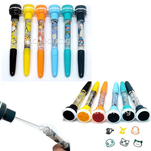 Pokemon Bubble Stamp + Ballpoint Pen + Bubble Wand