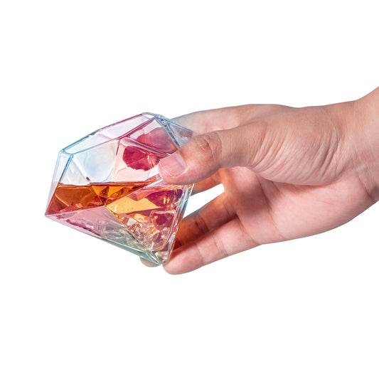 Set of 4 Iridescent Diamond Whiskey & Wine Glasses 10oz