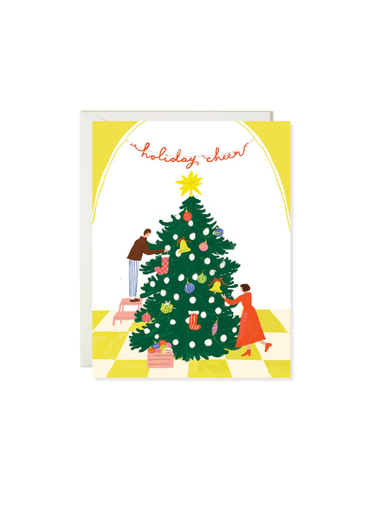 Christmas Tree Decorating - Classic Holiday Card