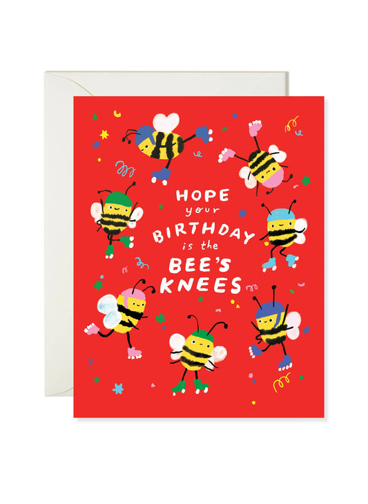 Bee's Knees Birthday Card - Bee Pun Birthday Card