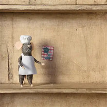 Load image into Gallery viewer, Felt Mouse Ornament - Grey Chef Mouse
