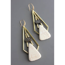 Load image into Gallery viewer, YSME43 ArtDeco rhinestone and white stone earrings
