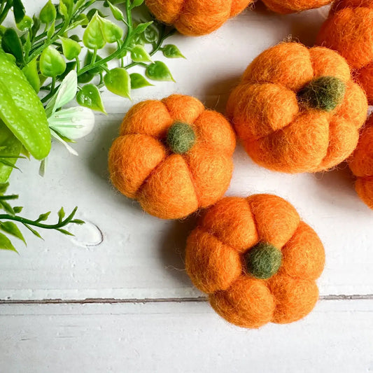 One Orange Felt Mini Pumpkin