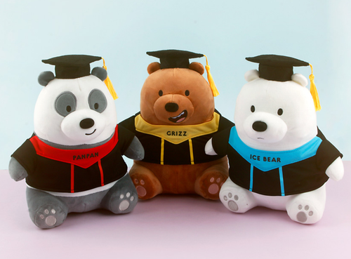 We Bare Bears Graduate Theme Plush Toy Cushion Home Deco - Front & Company: Gift Store