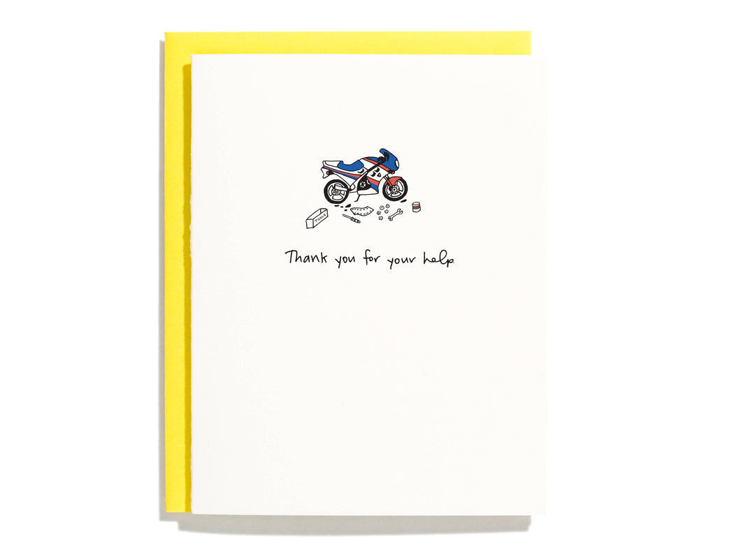 Motorcycle Thank You - Letterpress Greeting Card