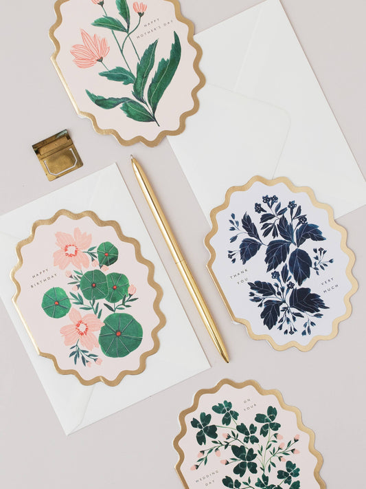 HAPPY BIRTHDAY BOTANICAL SCALLOP DIE CUT CARD