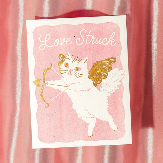 Love Struck Cat - Risograph Greeting Card