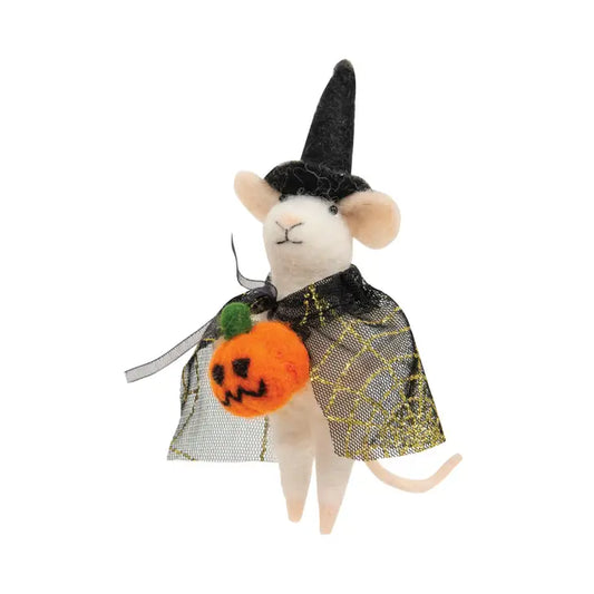 Felt Mouse Ornament - Felted Witch Mouse Ornament