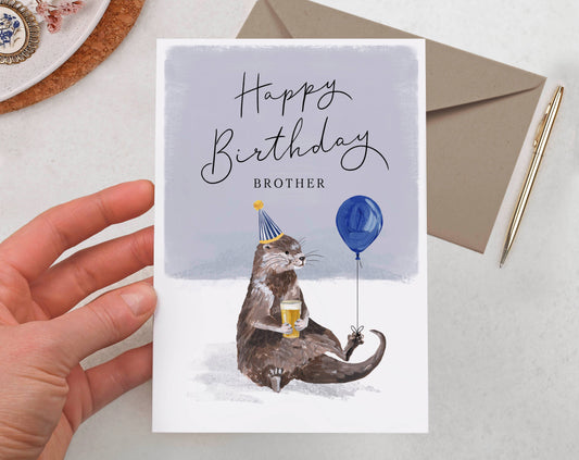 Brother Birthday Card | Male Card Him | Otter Greeting Card