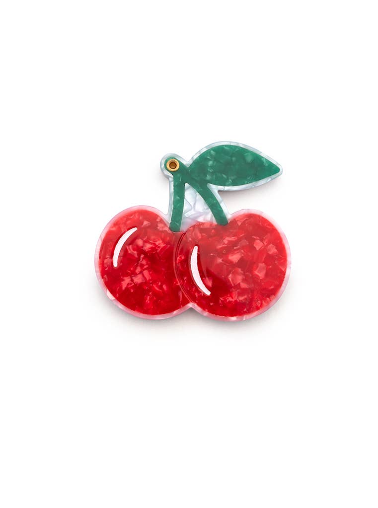 Swing-Hinge Folding Compact Mirror - Cherries - Red & Green