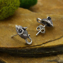 Load image into Gallery viewer, Sterling Silver Mouse Post Earrings 16x8mm
