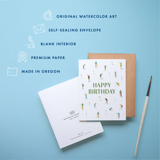 Golfing Birthday Card | Tiny Golfers Happy Birthday Design