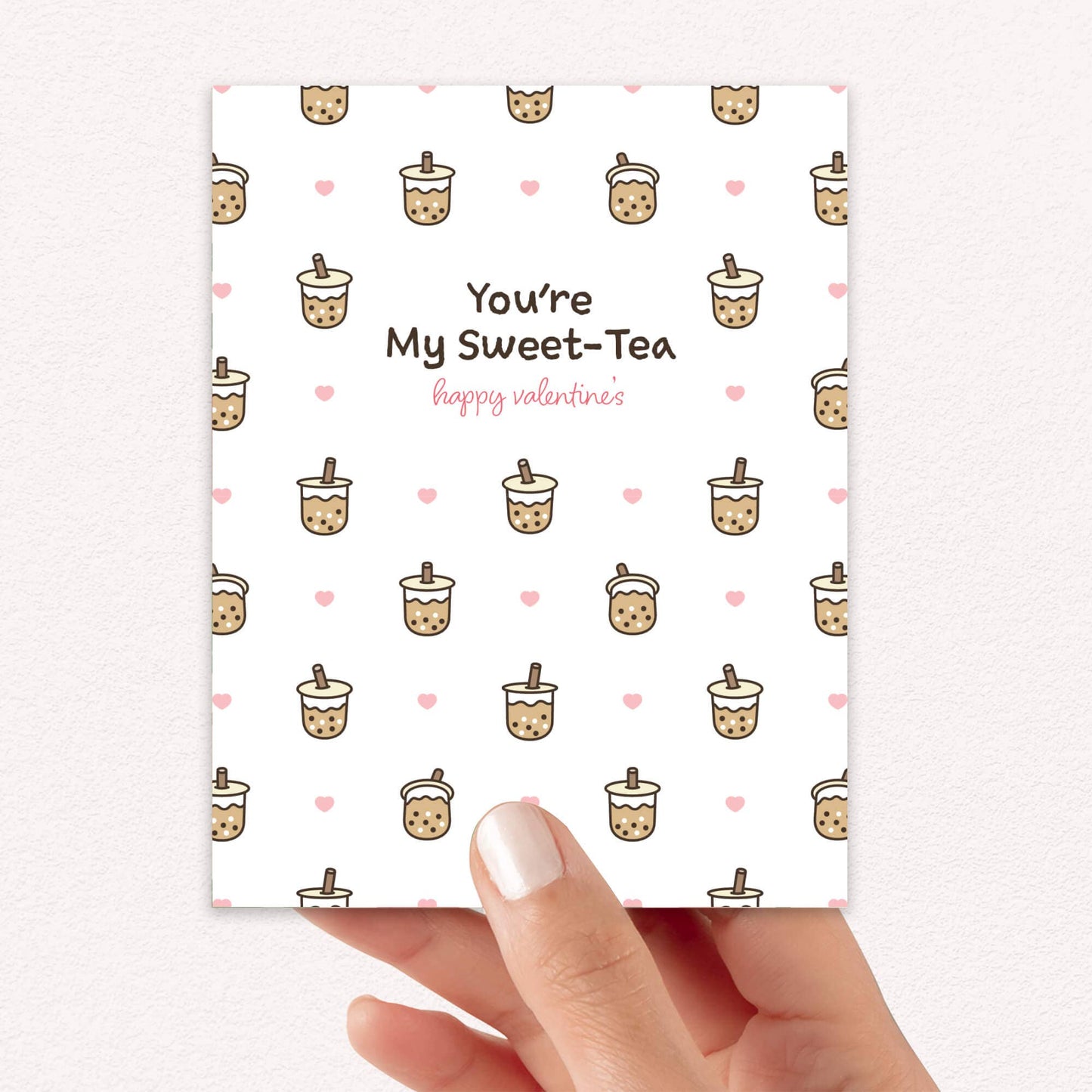 My Sweet-Tea Valentine's Card | Boba Milk Tea Pattern