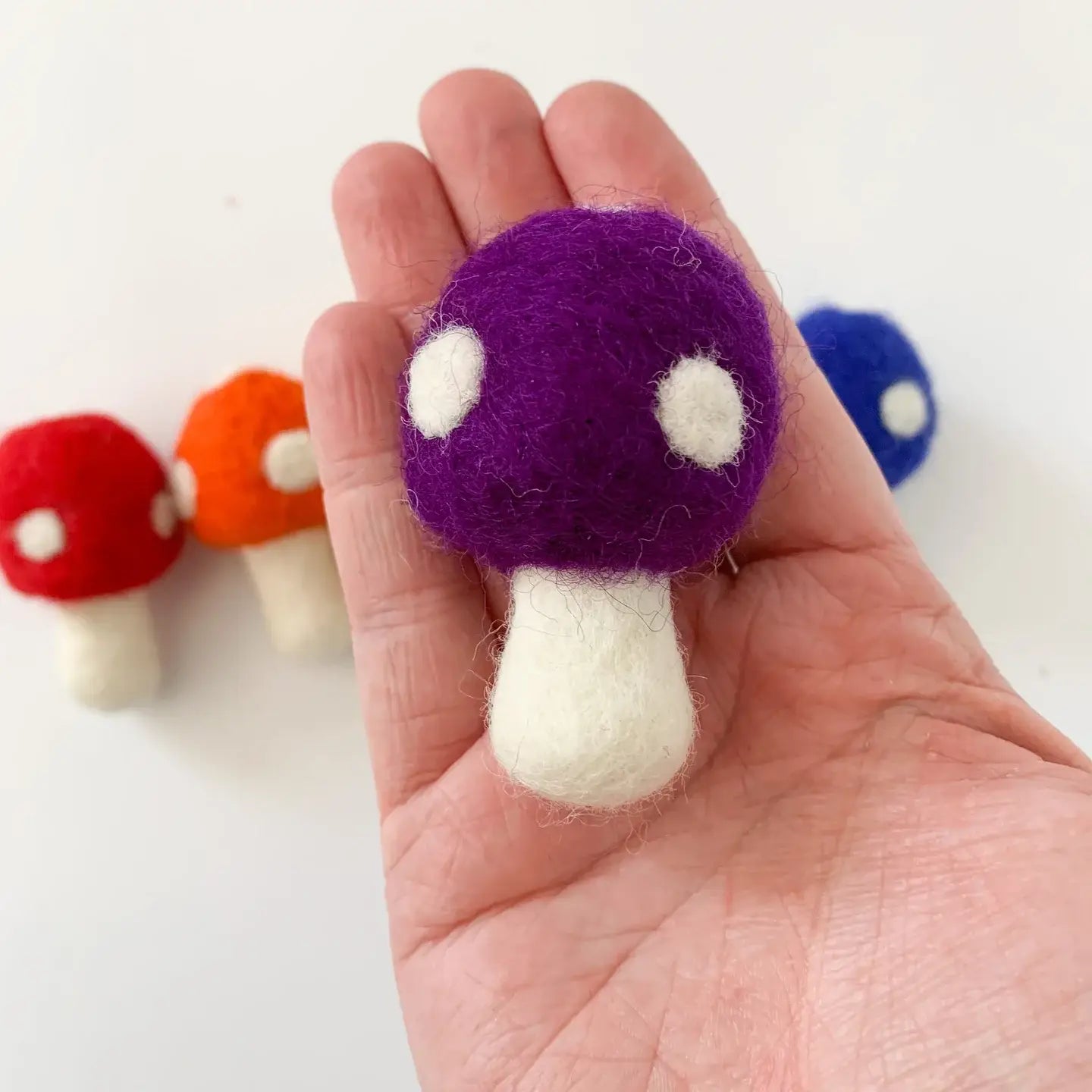 One Primary Rainbow Felt Mushroom
