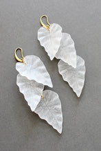 Load image into Gallery viewer, ISLE59 White frosted acrylic leaf shoulder duster earrings
