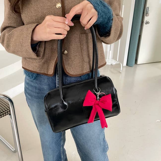 [LISA]Puff Ribbon Balletcore Bow Bag Charm, Key Holder