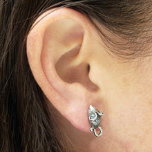 Load image into Gallery viewer, Sterling Silver Mouse Post Earrings 16x8mm
