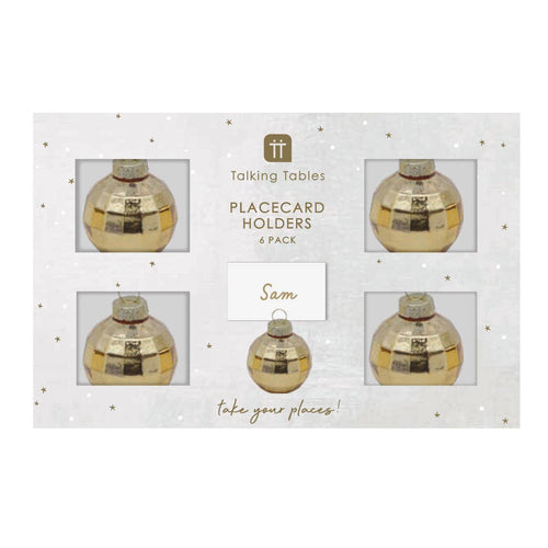 Gold Glass Disco Ball Place Card Holders | 6 Pack | Xmas | - Front & Company: Gift Store