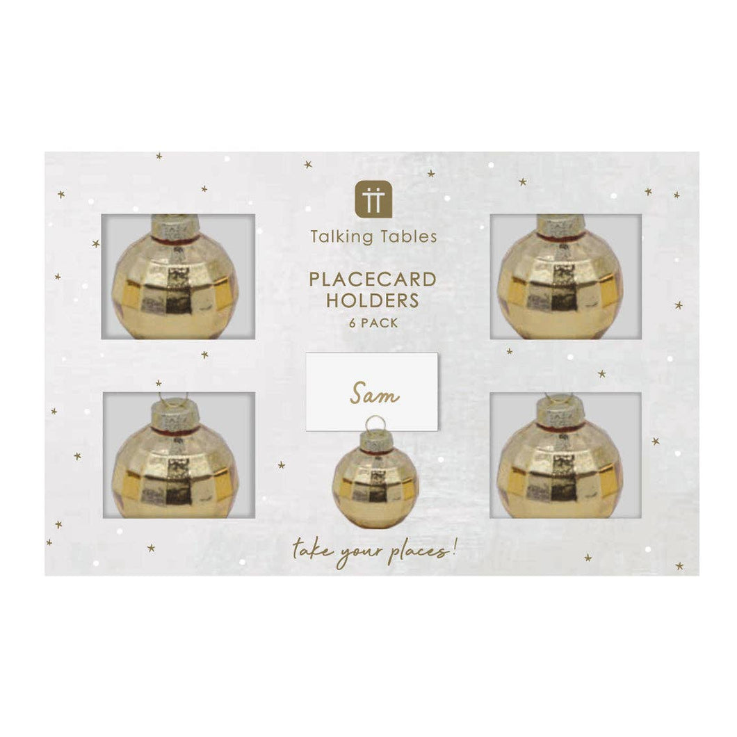 Gold Glass Disco Ball Place Card Holders | 6 Pack | Xmas |