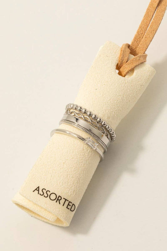 5Pc Mixed Band Rings Set