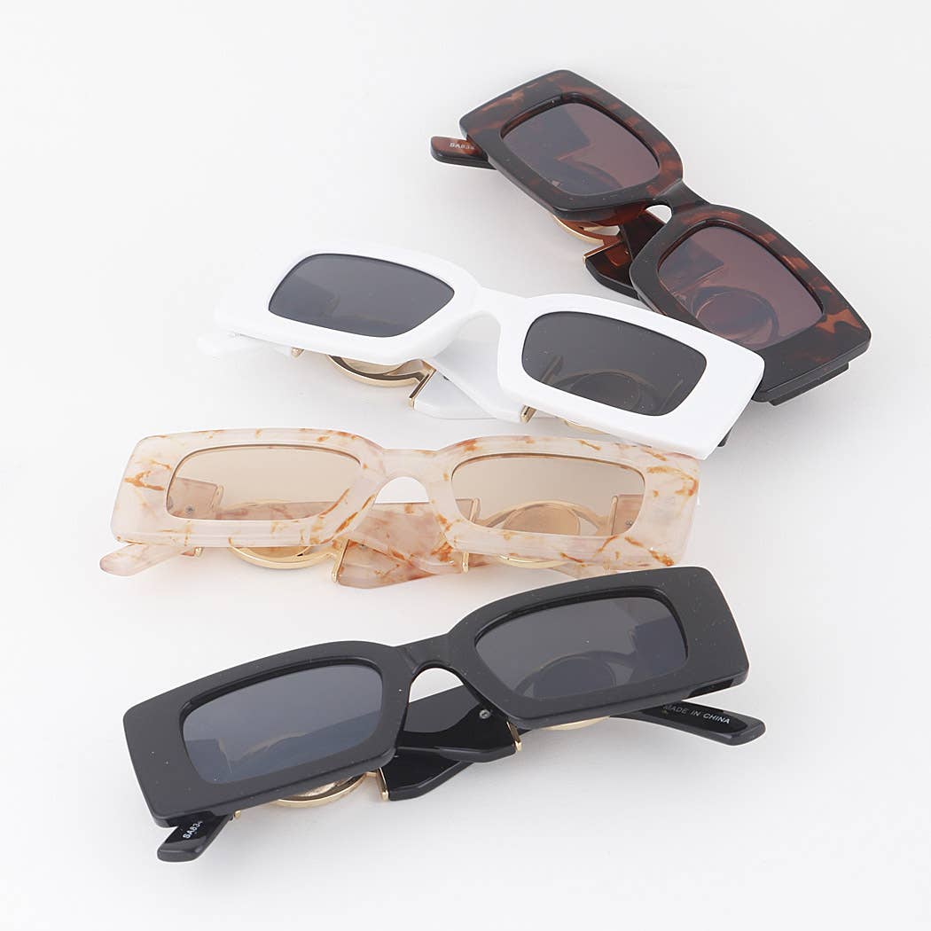 Lion Emblem Bulky Square Sunglasses