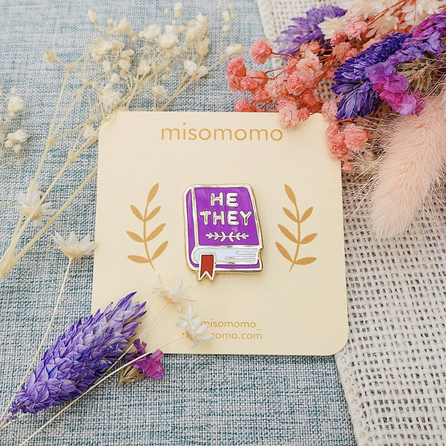 Pronoun Book Pin - he/they