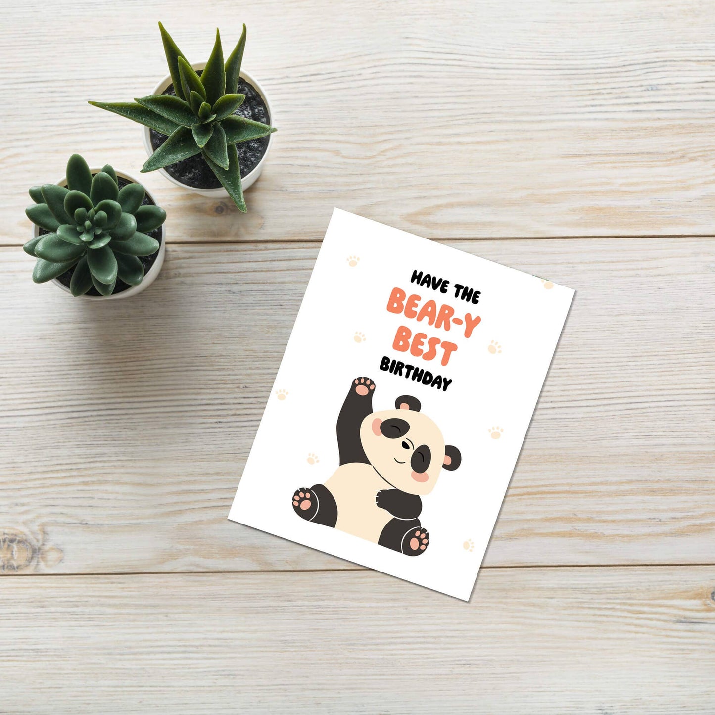 Bear-y Best Birthday Card | Cute Asian Chinese Panda Animal Funny Pun