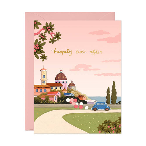 Under Pink Skies Wedding Greeting Card - Front & Company: Gift Store