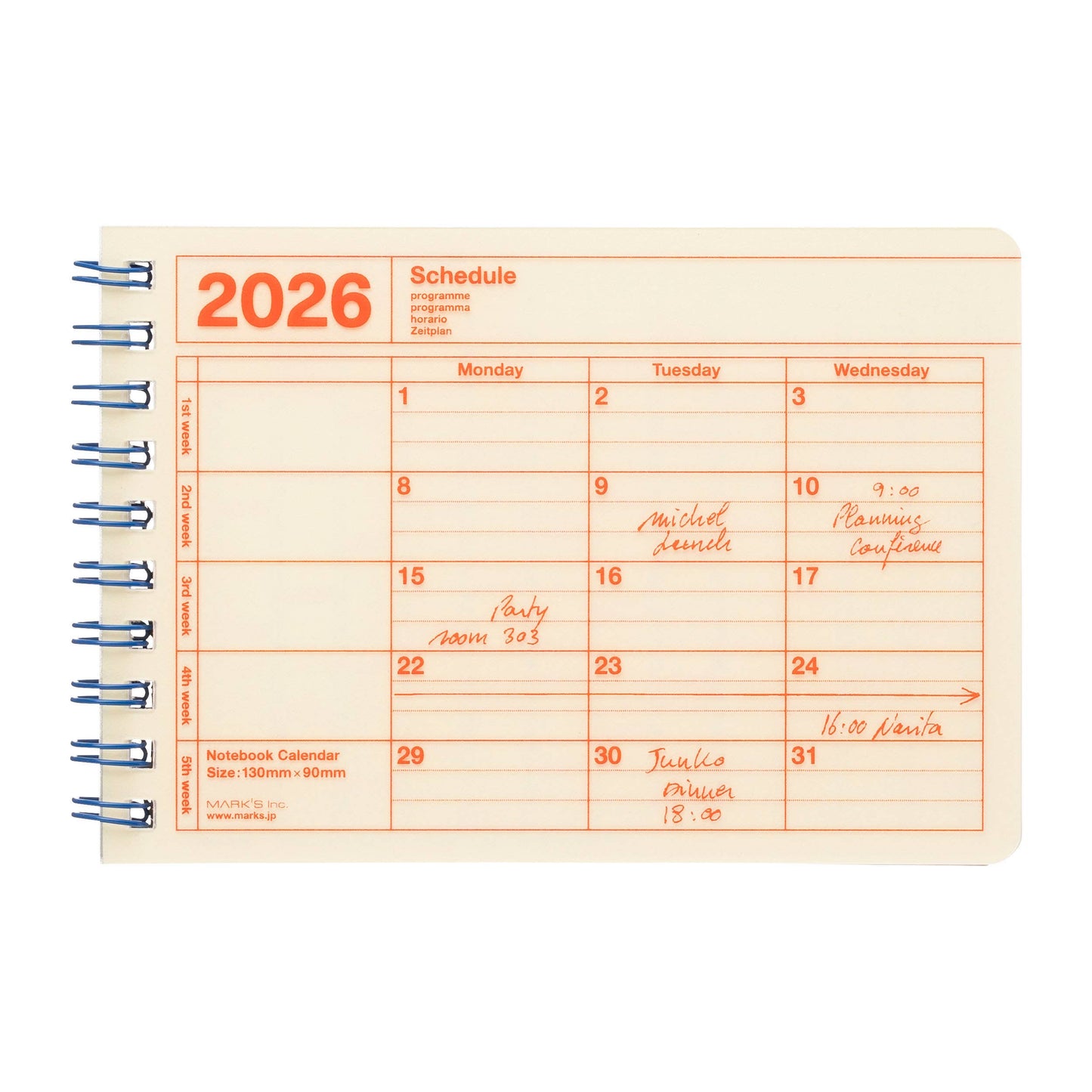 Notebook Calendar 2026,B7,XS