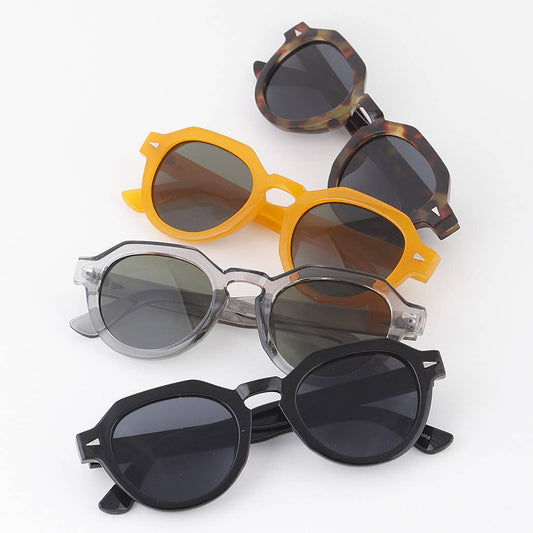 Blocky Tinted Round Sunglasses